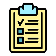 Wall Mural - Slimming to do list icon. Outline slimming to do list vector icon color flat isolated
