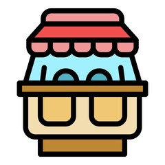 Poster - Mobile food shop icon. Outline mobile food shop vector icon color flat isolated