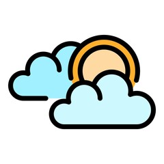 Wall Mural - cloudy icon. outline cloudy vector icon color flat isolated