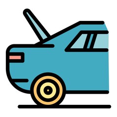 Wall Mural - Car with open trunk icon. Outline car with open trunk vector icon color flat isolated