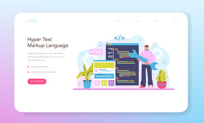 Sticker - website development web banner or landing page. html coding