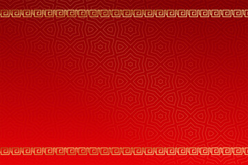 Poster - red chinese pattern background with golden borders