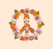 peace sign made of flowers, hippie symbol, vector illustration