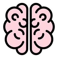 Canvas Print - Human head brain icon. Outline human head brain vector icon color flat isolated