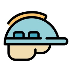Sticker - Construction helmet icon. Outline construction helmet vector icon color flat isolated