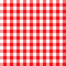 Red And White Scotland Textile Seamless Pattern. Fabric Texture Check Tartan Plaid. Abstract Geometric Background For Cloth, Card, Fabric. Monochrome Graphic Repeating Design. Modern Squared Ornament