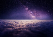 Starry Sky Above The Clouds, Mystical Magical Atmosphere.