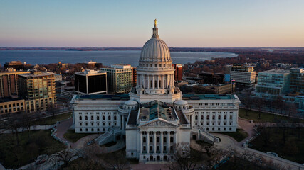 Wisconsin State Capitol Building (Downtown Madison, WI) Aerial Drone Photography