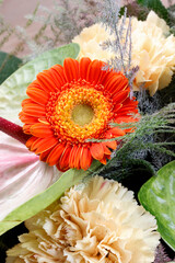 Fotomurales - Bpuquet of flowers with gerberas and carnations.
