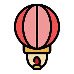 Sticker - Fire floating lantern icon. Outline fire floating lantern vector icon color flat isolated