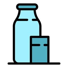 Poster - Home milk bottle icon. Outline home milk bottle vector icon color flat isolated