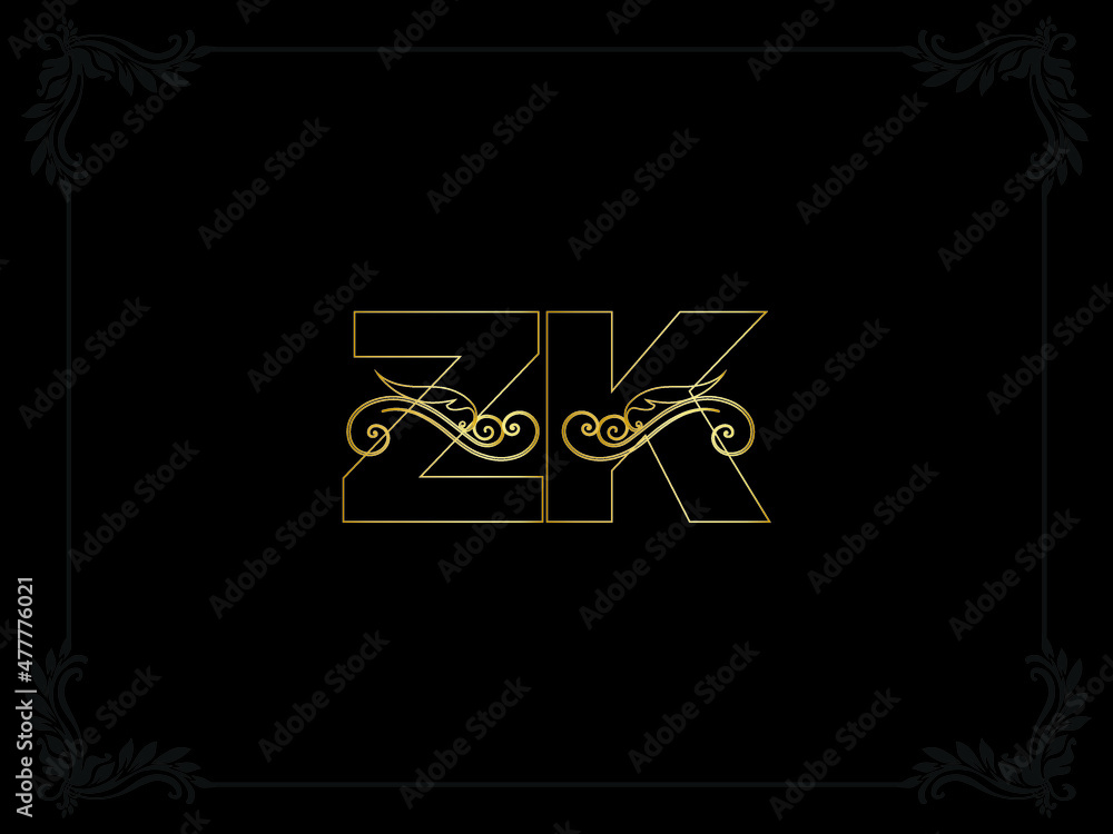 Luxury ZK Logo Letter image, Monogram Zk Luxury Logo design for your ...