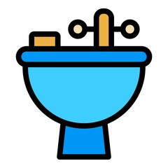 Wall Mural - Toilet hand washing icon. Outline toilet hand washing vector icon color flat isolated