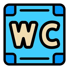 Sticker - Wc board icon. Outline wc board vector icon color flat isolated