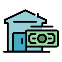 Poster - Save house money icon. Outline save house money vector icon color flat isolated