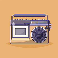 Vintage Radio Vector Icon Illustration. Radio Vector. Flat Cartoon Style Suitable for Web, Landing Page, Banner, Flyer, Sticker, Wallpaper, Background, Mobile App, UI