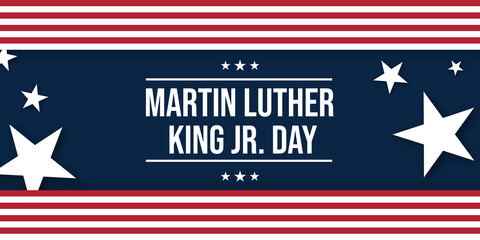 Wall Mural - Martin Luther King Jr. Day Background in Blue Color with white Text. Abstract Patriotic Backdrop