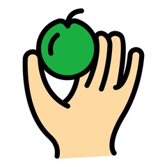 Poster - Fruit hand icon. Outline fruit hand vector icon color flat isolated