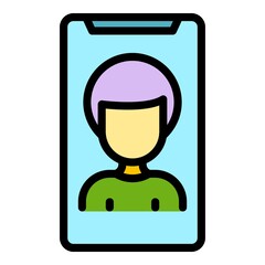 Poster - Smartphone target audience icon. Outline smartphone target audience vector icon color flat isolated