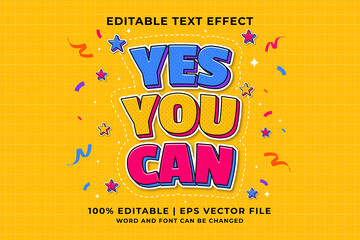 editable text effect - yes you can cartoon template style premium vector