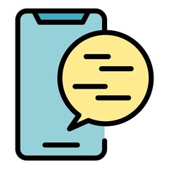 Sticker - Phone chat icon. Outline phone chat vector icon color flat isolated