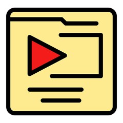Sticker - Video maker icon. Outline video maker vector icon color flat isolated