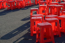 Close Plastic Red Chairs