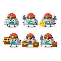 Canvas Print - miners white arc ruler cute mascot character wearing helmet