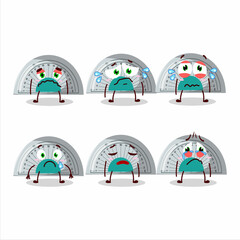 Poster - White arc ruler cartoon character with sad expression