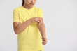 © Pixel-Shot - Little girl scratching herself on light background