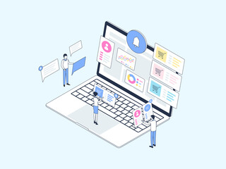 Wall Mural - order notification isometric illustration lineal color. suitable for mobile app, website, banner, di