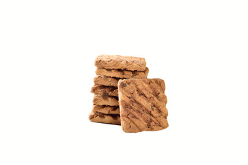 Wall Mural - chocolate biscuit on white background