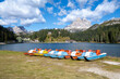 Lake Misurina and the mountains Tre Cime di Lavaredo, Italy
