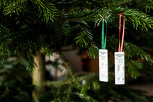 Positive And Negative Covid Rapid Self Tests As Christmas Tree Ornaments