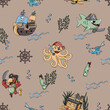 Seamless pattern fabric for kids - cute pirate. Texture background. Bezszwowy dziecinny wzór piracki