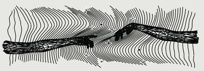 Aufkleber - Vector 3D model of hands going to touch together, reminiscent of Michelangelo's artwork.