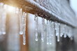© Julitt - Close-up of icicles after a winter ice storm. Effect of atmospheric icing.