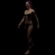 © svetjekolem - Revealed skinny woman body in lingerie and long colored hair and ponytail, 3D illustration on dark background