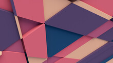Multicolored Tech Background With A Geometric 3D Structure. Bright, Minimal Design With Simple Futuristic Forms. 3D Render.