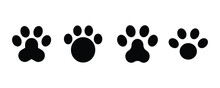 A Simple Element Set Of The Paw Illustrations. Minimalist Design In Various Shapes. A Design For Symbol And Element Decoration.