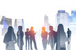 © ImageFlow - Teamwork in international company, stock market chart and skyscr