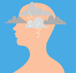 profile of head with thunder and clouds representing bad mental health