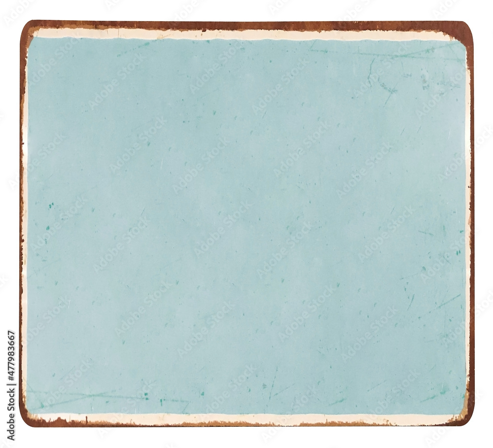 Blue antique vintage enamel grunge metal sign template. Isolated on white  background including clipping path. Stock Photo | Adobe Stock, image size:1000x909
