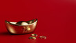© RocknRoller Studios - Gold Chinese Sycee, with traditional coins. Chinese New Year Concept with Copy Space.