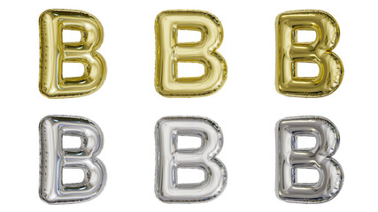 Wall Mural - aluminum foil inflated balloon alphabet letter B gold and silver different angles