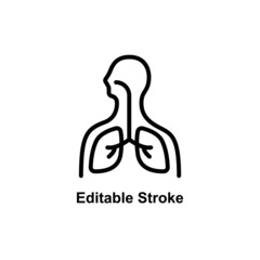 human respiratory system icon designed in outline style in editable stroke for human anatomy icon theme