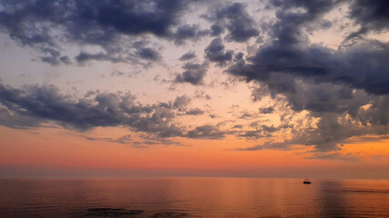 Wall Mural - sunset of sea beach and colorful sky background.