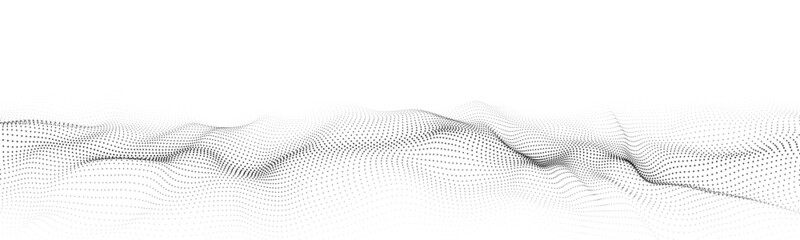 Wave of particles. Digital wave background concept. Abstract technology background. Big data visualization. Vector illustration.