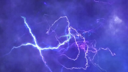 Wall Mural - purple and blue lightning streaks cloudy atmosphere 4k loop features rolling clouds with multicolore
