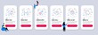 Set of Medical icons, such as Coronavirus spray, Coronavirus pills, Electronic thermometer icons. UI phone app screens with teamwork. Medical mask, Head line symbols. Vector